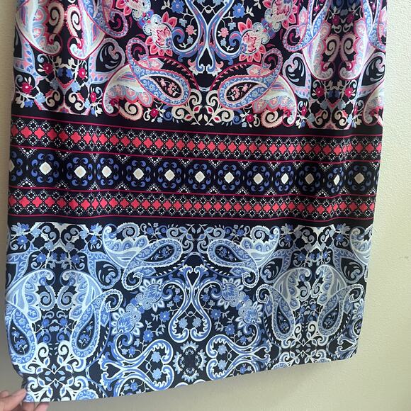 Eliza J Paisley Floral Blue Short Sleeves Knee Length Cocktail Dress Women's 10 - Picture 5 of 7